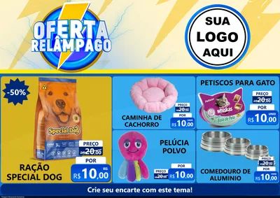 Modelo de Encarte para Encarte A4 Horizontal com o tema Oferta Relâmpago para Pet Shop