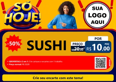 Modelo de Cartaz para Cartaz A4 Horizontal com o tema Só Hoje! para Comida japonesa