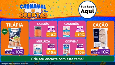 Modelo de TV para TV Horizontal com o tema Carnaval de Ofertas para Peixaria