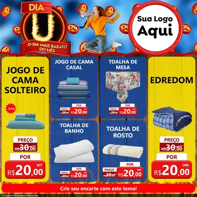 Modelo de Rede Social para Feed Facebook com o tema Dia U - O Dia Mais Barato Do Mês para Cama, Mesa e Banho