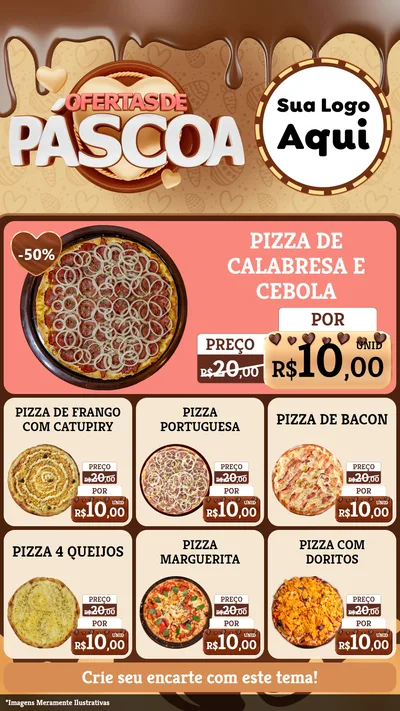 Modelo de Rede Social para Stories com o tema Ofertas de Páscoa para Pizzaria