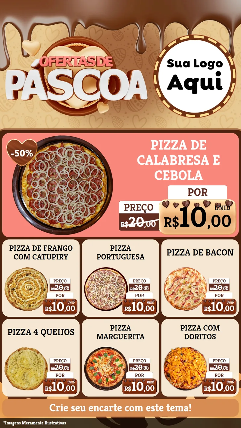 Modelo de Rede Social para Stories com o tema Ofertas de Páscoa para Pizzaria