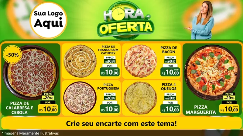 Modelo de TV para TV Horizontal com o tema Hora da Oferta para Pizzaria