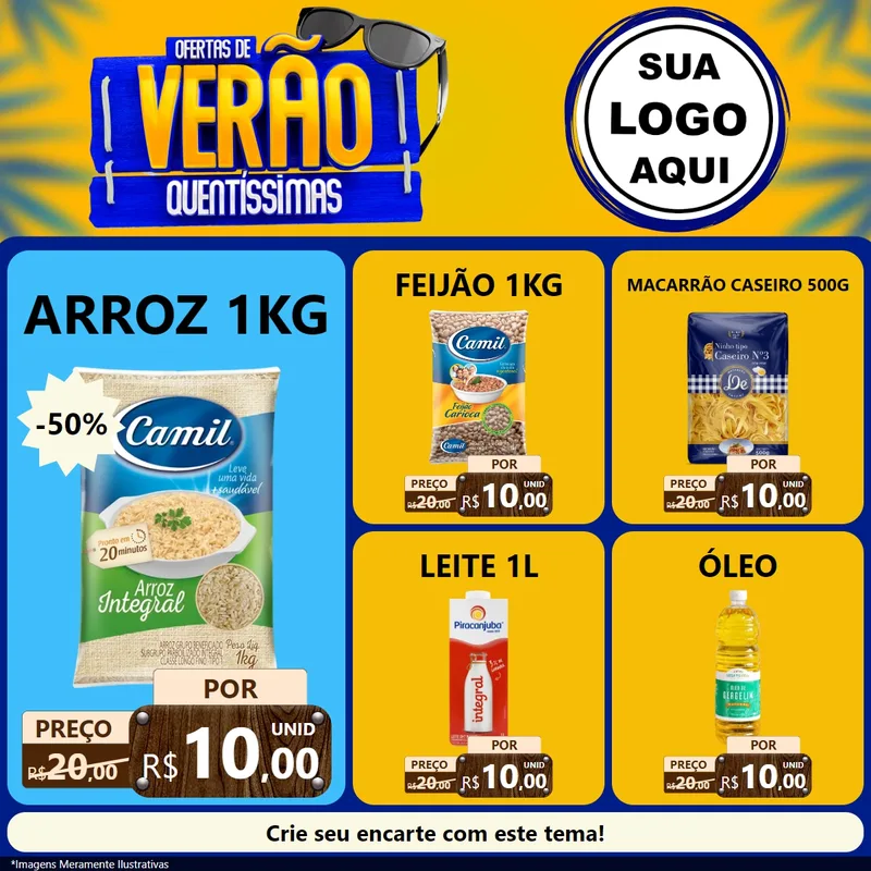 Modelo de Rede Social para Feed Facebook com o tema Ofertas de Verão Quentíssimas para Supermercado
