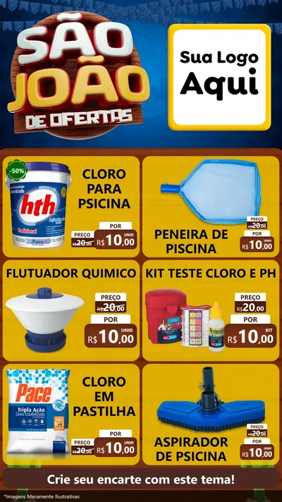 Modelo de Rede Social para Stories com o tema São João Ofertas Imbatíveis! - Junina para Produtos para Piscina
