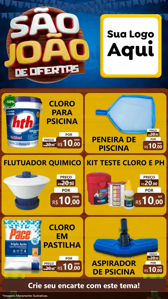Modelo de Rede Social para Stories com o tema São João Ofertas Imbatíveis! - Junina para Produtos para Piscina