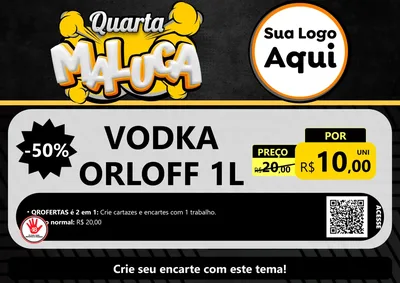 Modelo de Cartaz para Cartaz A4 Horizontal com o tema Quarta Maluca para Distribuidora de bebidas