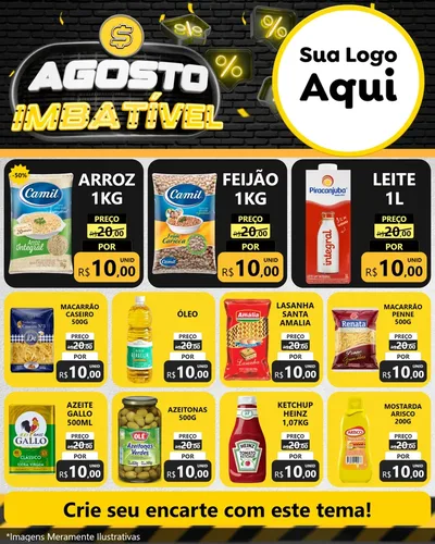 Modelo de Rede Social para Feed Instagram com o tema Agosto Imbatível para Supermercado