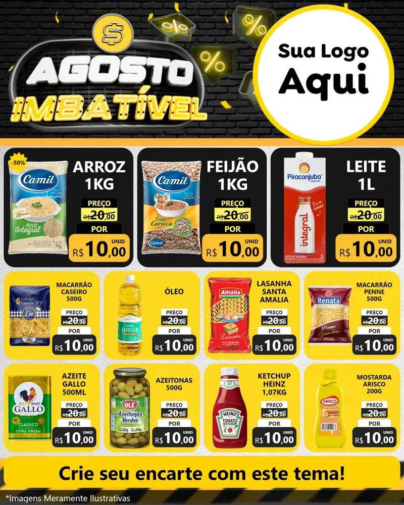 Modelo de Rede Social para Feed Instagram com o tema Agosto Imbatível para Supermercado