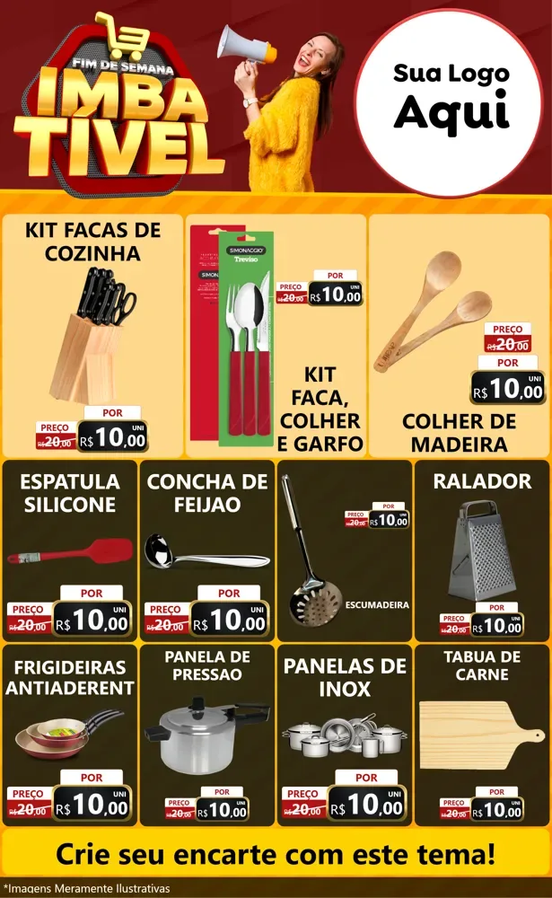 Modelo de Encarte para Encarte Grande com o tema Fim de Semana Imbatível para Utilidades Domésticas