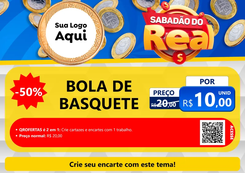Modelo de Cartaz para Cartaz A4 Horizontal com o tema Sabadão do Real para Artigos Esportivos