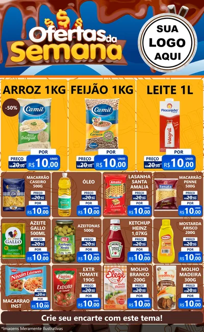 Modelo de Encarte para Encarte Grande com o tema Ofertas da Semana - Páscoa para Supermercado