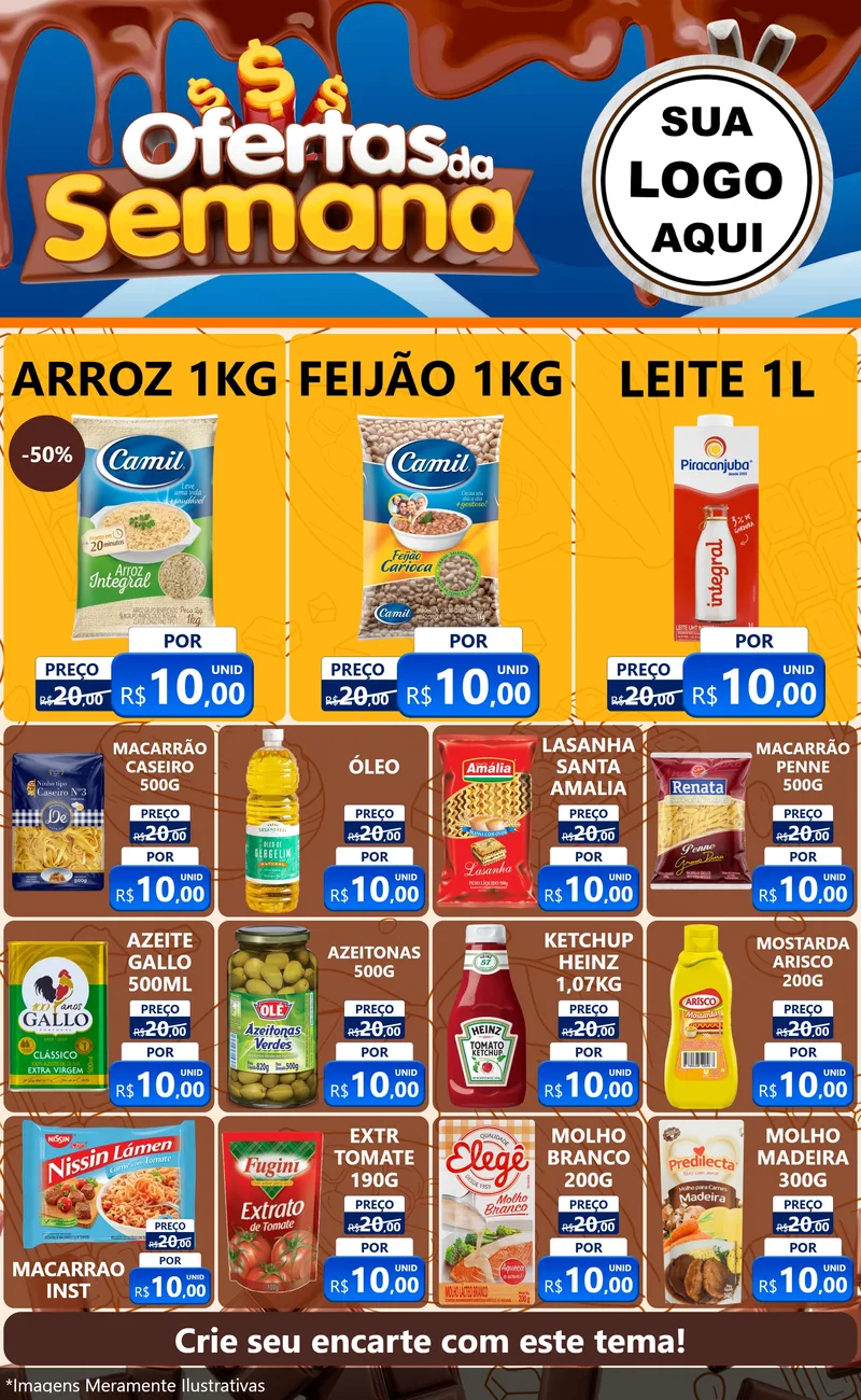Modelo de Encarte para Encarte Grande com o tema Ofertas da Semana - Páscoa para Supermercado