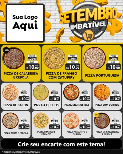 Modelo de Rede Social para Feed Instagram com o tema Setembro Imbatível para Pizzaria