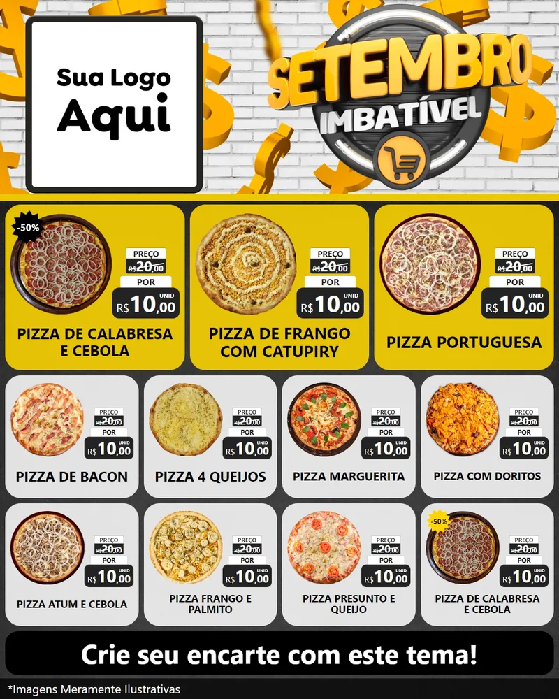 Modelo de Rede Social para Feed Instagram com o tema Setembro Imbatível para Pizzaria