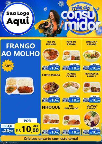 Modelo de Encarte para Encarte A4 Vertical com o tema Mês do Consumidor para Restaurante