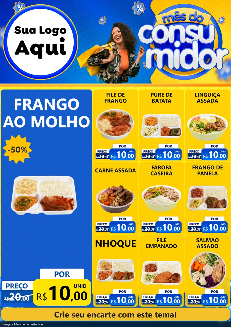 Modelo de Encarte para Encarte A4 Vertical com o tema Mês do Consumidor para Restaurante
