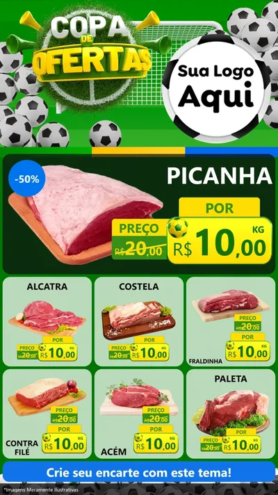 Modelo de Rede Social para Stories com o tema Copa De Ofertas para Açougue