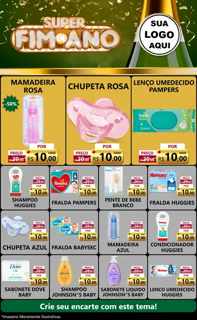 Modelo de Encarte para Encarte Grande com o tema Super Fim de Ano para Bebês