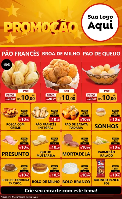 Modelo de Encarte para Encarte Grande com o tema Promoção para Padaria