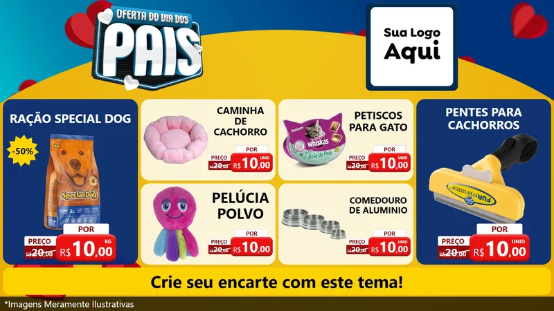Modelo de TV para TV Horizontal com o tema Oferta Do Dia Dos Pais para Pet Shop