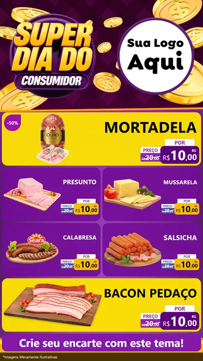 Modelo de TV para TV Vertical com o tema Super Dia do Consumidor para Frios e Laticínios