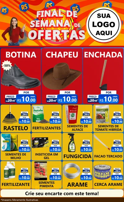 Modelo de Encarte para Encarte Grande com o tema Final de Semana de Ofertas para Agropecuária
