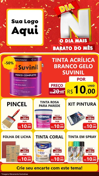 Modelo de Rede Social para Stories com o tema Dia N o Dia Mais Barato do Mês para Tintas e Ferramentas