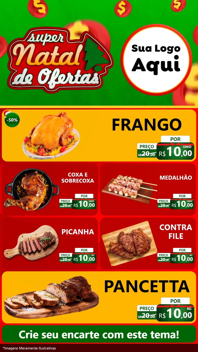 Modelo de TV para TV Vertical com o tema Super Natal de Ofertas para Assados