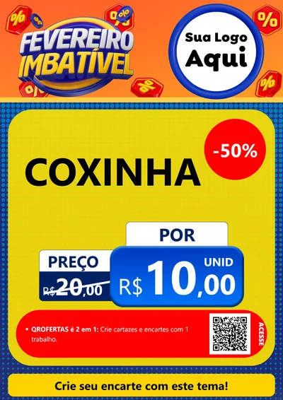 Modelo de Cartaz para Cartaz A4 Vertical com o tema Fevereiro Imbatível para Salgadaria