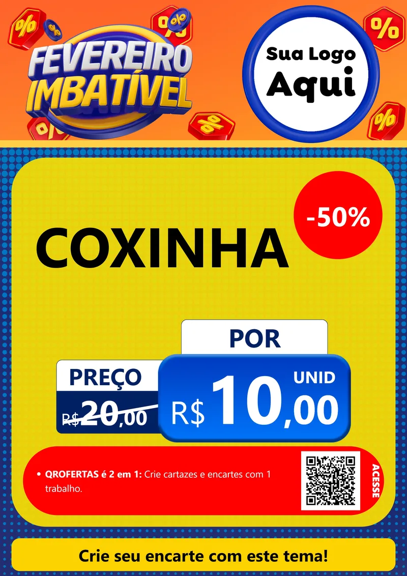 Modelo de Cartaz para Cartaz A4 Vertical com o tema Fevereiro Imbatível para Salgadaria
