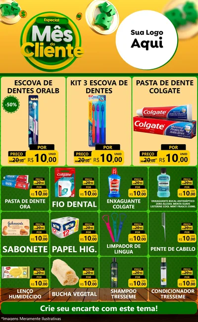 Modelo de Encarte para Encarte Grande com o tema Especial Mês do Cliente para Higiene Pessoal