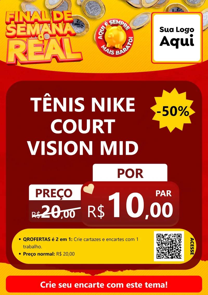 Modelo de Cartaz para Cartaz A4 Vertical com o tema Final de Semana do Real para Calçados