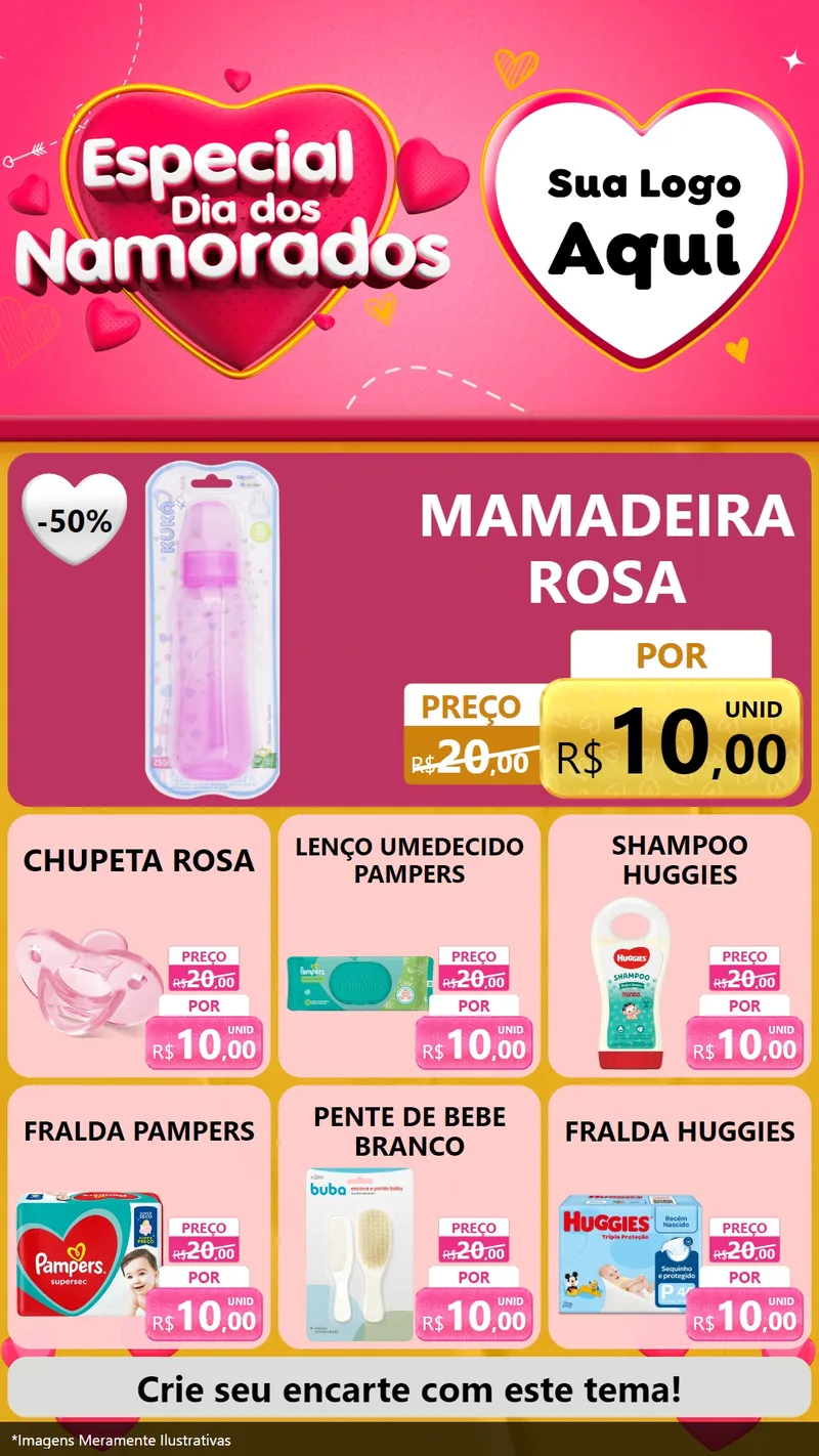 Modelo de Rede Social para Stories com o tema Especial Dia dos Namorados para Bebês