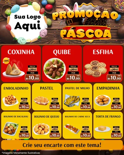 Modelo de Rede Social para Feed Instagram com o tema Promoção Páscoa para Salgadaria