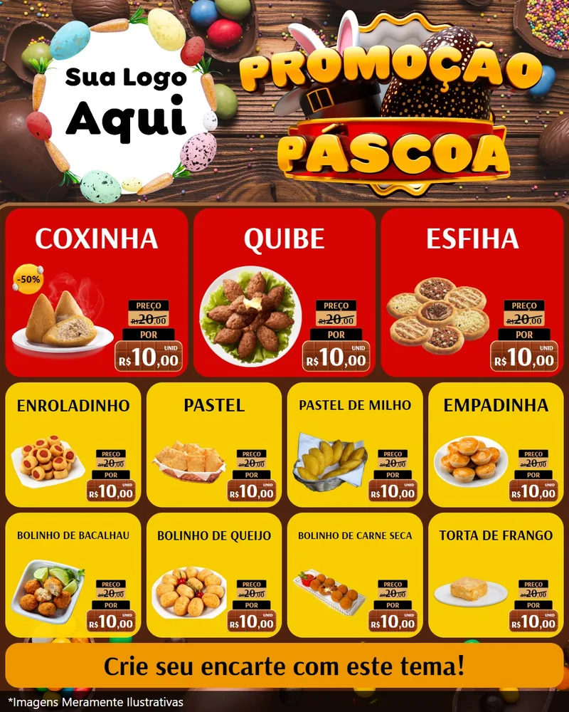 Modelo de Rede Social para Feed Instagram com o tema Promoção Páscoa para Salgadaria