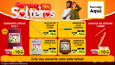 Modelo de TV para TV Horizontal com o tema Semana dos Solteiros para Armarinho e Aviamentos