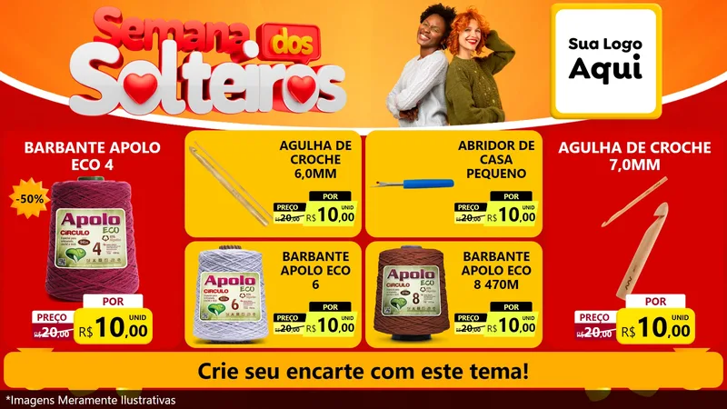 Modelo de TV para TV Horizontal com o tema Semana dos Solteiros para Armarinho e Aviamentos