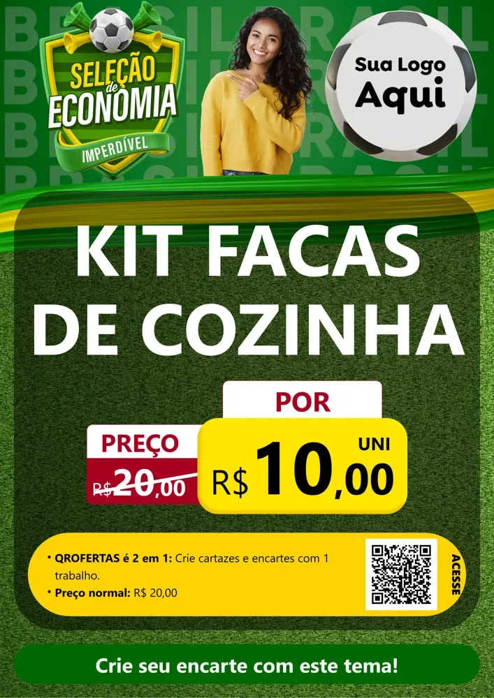 Modelo de Cartaz para Cartaz A4 Vertical com o tema Seleção de Economia - Copa para Utilidades Domésticas