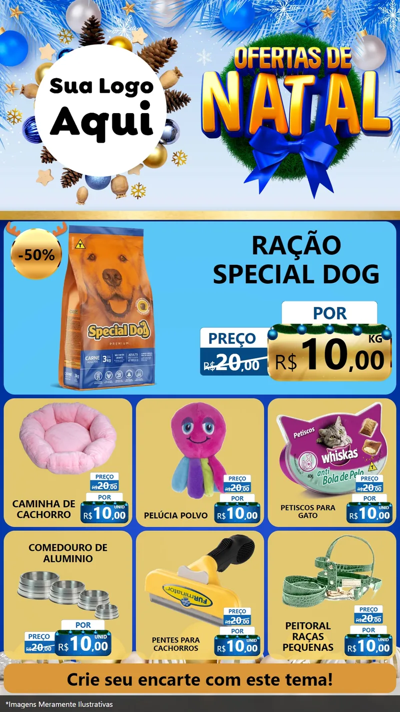 Modelo de Rede Social para Stories com o tema Ofertas de Natal para Pet Shop