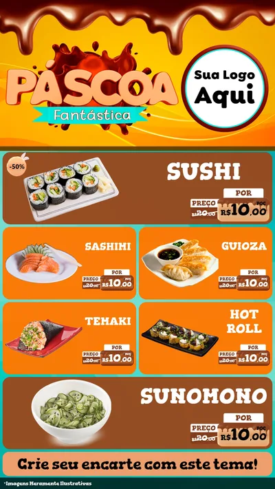 Modelo de TV para TV Vertical com o tema Páscoa Fantástica para Comida japonesa