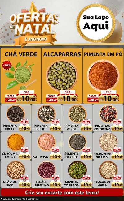 Modelo de Encarte para Encarte Grande com o tema Ofertas De Natal E Ano Novo para Produtos Naturais