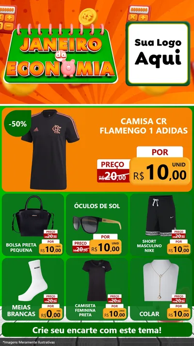 Modelo de Rede Social para Stories com o tema Janeiro da Economia para Roupas e acessórios