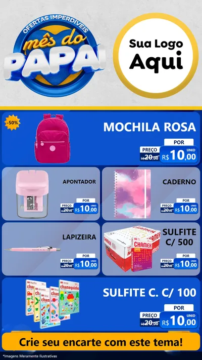 Modelo de TV para TV Vertical com o tema Ofertas Imperdíveis Mês Do Papai para Papelaria