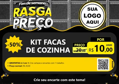 Modelo de Cartaz para Cartaz A4 Horizontal com o tema Fim de Semana Rasga Preço para Utilidades Domésticas