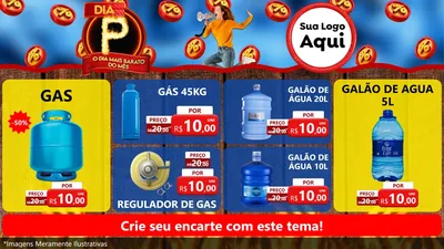 Modelo de TV para TV Horizontal com o tema Dia P - O Dia Mais Barato Do Mês para Água e gás