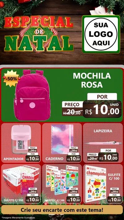 Modelo de Rede Social para Stories com o tema Especial de Natal para Papelaria