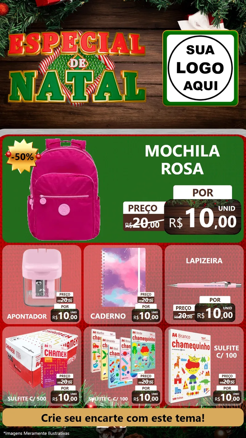 Modelo de Rede Social para Stories com o tema Especial de Natal para Papelaria