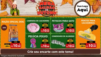 Modelo de TV para TV Horizontal com o tema Mega Saldão de Outono para Pet Shop