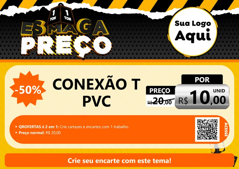 Modelo de Cartaz para Cartaz A4 Horizontal com o tema Esmaga Preço para Tubos e conexões